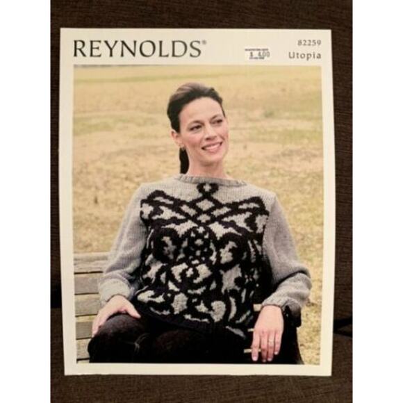 New Reynolds Yarns 82259 Utopia Ironwork Pullover Sweater Knitting Pattern - Picture 2 of 3